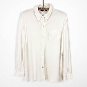 Franco Mirabelli Vintage Off White Button Up Blouse Medium Preppy